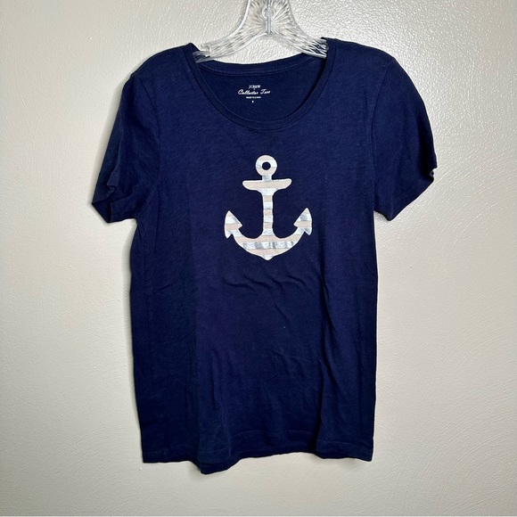 J. Crew Tops - J. Crew Collector Tee Navy Blue Anchor Short Sleeve Shirt Size Small